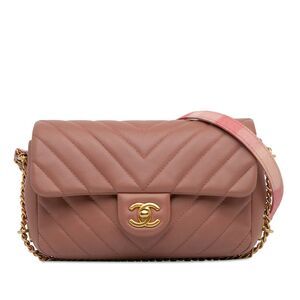 Chanel Mini Rectangular Chevron Lambskin Chain Around Flap